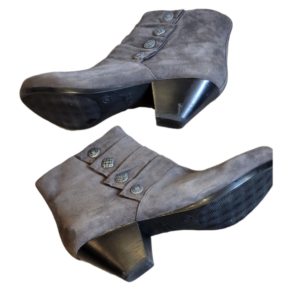 Dansko Gray Suede Ankle Boots with Button Detail - Picture 6 of 12